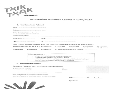 Fiche d'inscription TXIK-TXAK